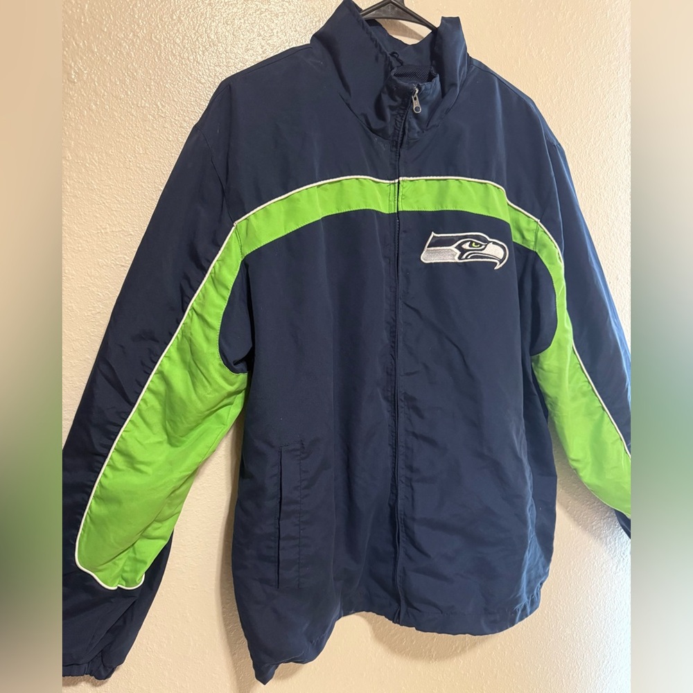 Seattle Seahawks NFL Full Zip Windbreaker Jacket | Blue Green | Large - Picture 4 of 4